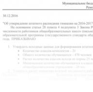 Штатное расписание образовательного учреждения: правовой аспект Пример штатного расписания образовательного учреждения